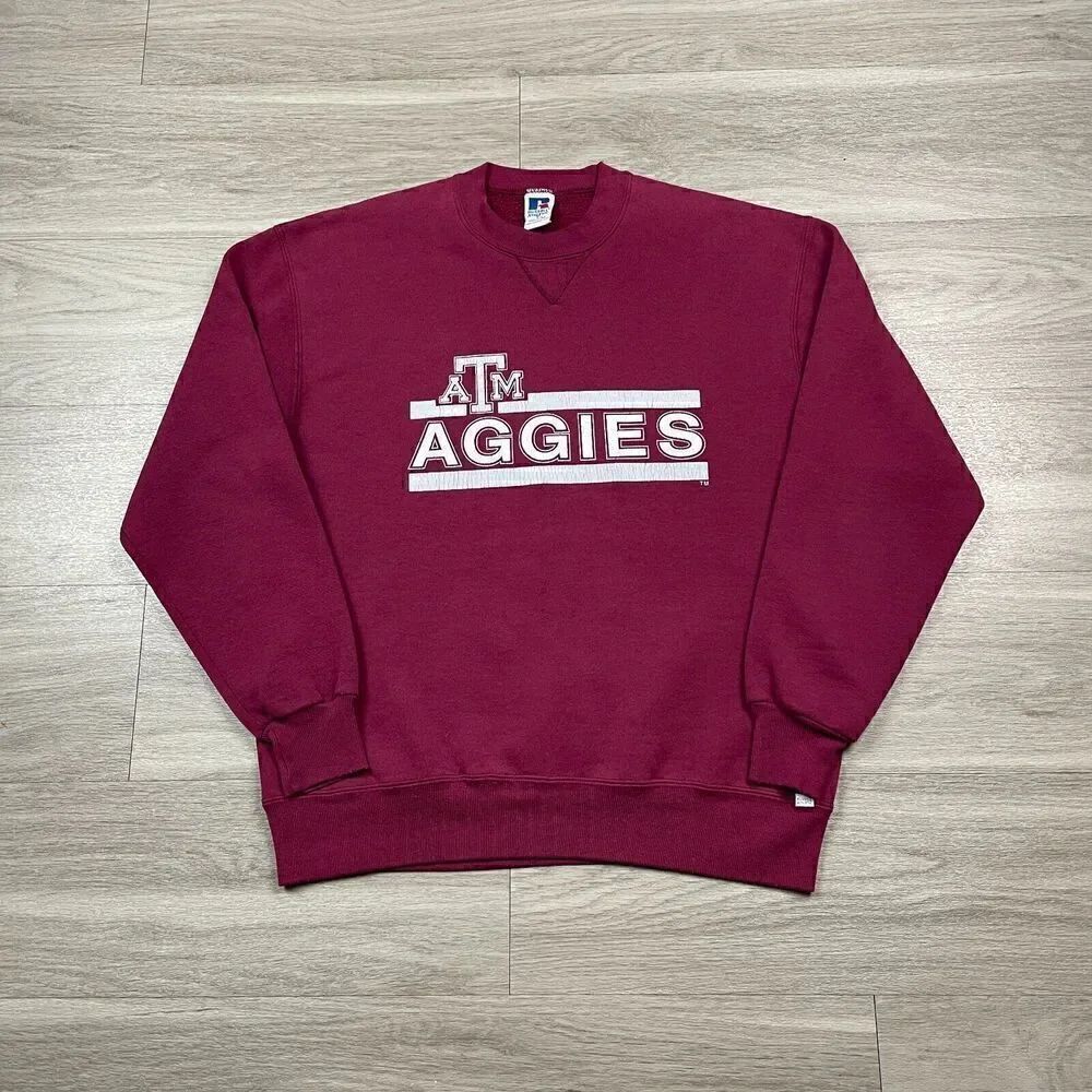Vintage ATM Aggies Sweatshirt Mens Large Red Russell Athletic 90s Crewneck NCAA
